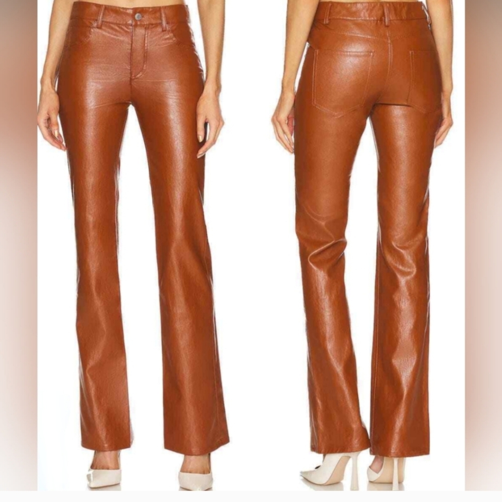 🔥 A.L.C. Freddie Brown Vegan Leather Polyuthane Sleek Pants Size 6